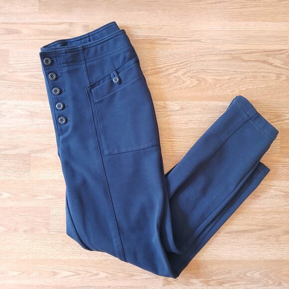 Anthropologie Bryson Tapered Pants Button Fly Navy Blue Size 12 - Picture 1 of 8